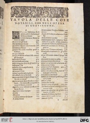 Tavola delle cose notabili, che nell'opera si centengono