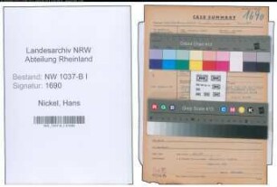 Entnazifizierung Hans Nickel , geb. 25.08.1901 (Justizsekretaer)