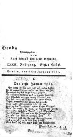 1. Stueck, 6. Januar 1834