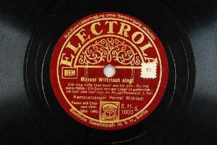 Marcel Wittrisch singt : (Ich sing mein Lied heut' nur für dich; Du bist mein Glück; Ein Spiel mit der Liebe ist gefährlich; Ich hab' dich lieb; Nur du, Maria); Potpourri; 2. Teil