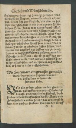 Wie Fortunato ein grausen gemacht ward/ das man in Capaunen würde/ deßhalben er heimlich hinweg flohe.