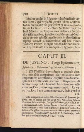 Caput III. De Justino, Trogi Epitomatore