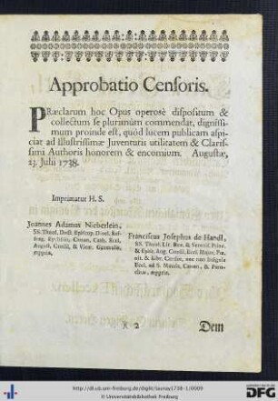 Approbatio Censoris.