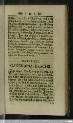 Casus XVII. Gangraena Brachii