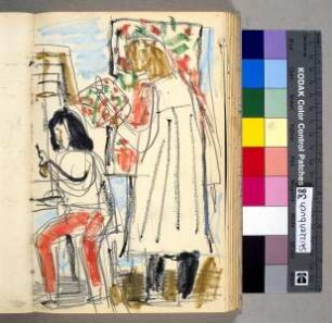 Selbstporträt mit Schülerin Roberte im Atelier