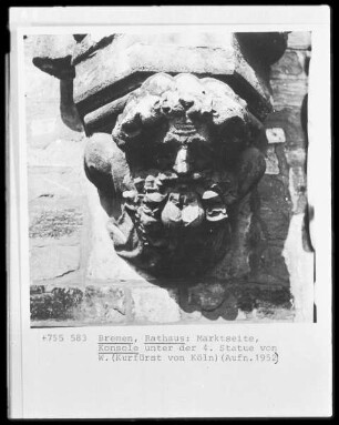 Der Kaiser und die Kurfürsten von Köln und Trier — Der Kurfürst von Köln — Konsole in Form einer bärtigen Halbfigur