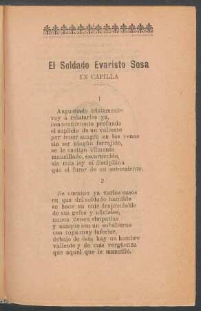 El soldado Evaristo Sosa : En capilla