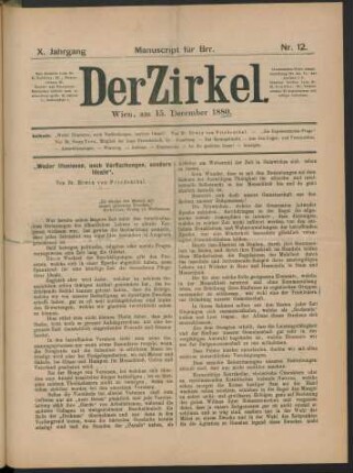 Nr. 12. Wien, am 15. December 1880.