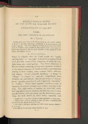Miscellanous Notes of the Late Sir Walter Elliot.