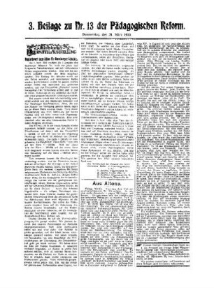 Hamburger Lehrmittel-Ausstellung : Begleitwort zum Atlas für Hamburger Schulen ; 3. Beilage zu Nr. 13 der Pädagogischen Reform