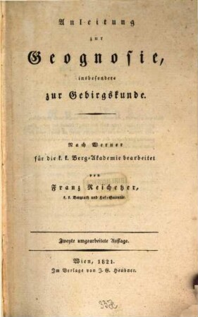 Anleitung zur Geognosie, insbesondere zur Gebirgskunde