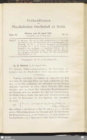 Nr. 6. Sitzung vom 10. April 1891