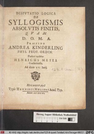 Disputatio Logica De Syllogismis Absolutis Finitis