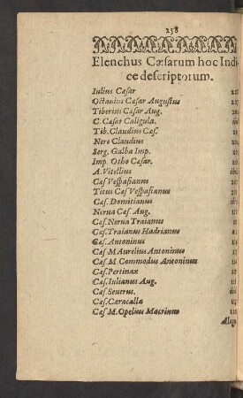 Elenchus Caesarum hoc Indice descriptorum.