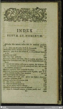 Index Rerum Et Nominum