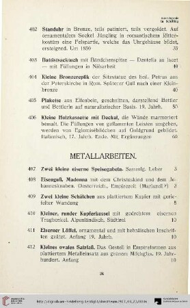 Metallarbeiten (Nr. 407-427)
