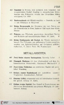Metallarbeiten (Nr. 407-427)