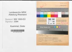 Entnazifizierung Grete Kuemmel, geb. 25.03.1888 ()