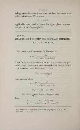[F5 ex] Remarque sur l'inversion des intégrales elliptiques.