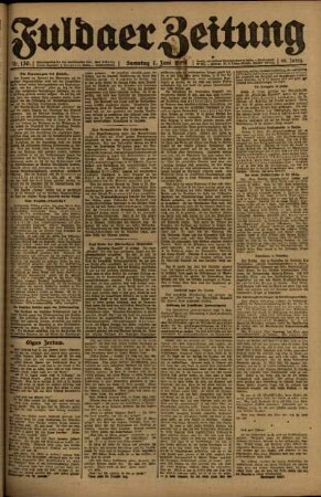 Erste Ausgabe vom Samstag, den 07. Juni 1919.