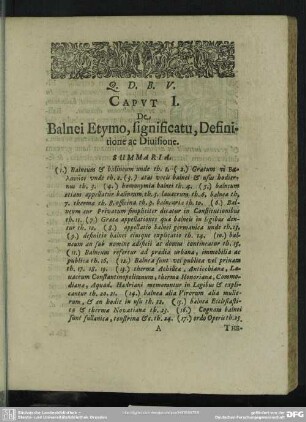 Caput I. De Balnei Etymo, significatu, Definitione ac Divisione