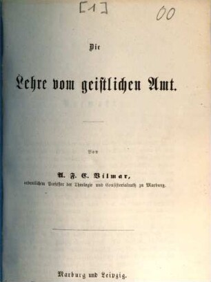 Die Lehre vom geistlichen Amt