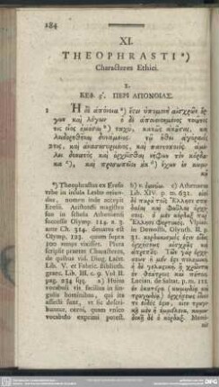 XI. Theophrasti Characteres Ethici