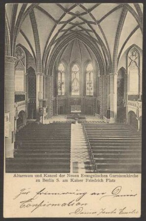 Ansichtskarte Altarraum und Kanzel der Garnisonkirche [2/2]