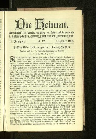 18. Jahrgang. No. 12. Dezember 1908.
