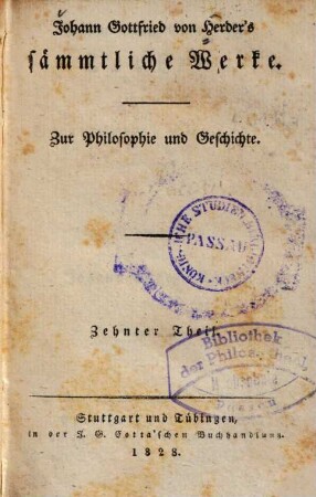 Johann Gottfried von Herders sämmtliche Werke : zur Philosophie und Geschichte, 10. Sophron : gesammelte Schulreden