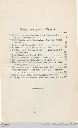 Inhalt des zweiten Bandes