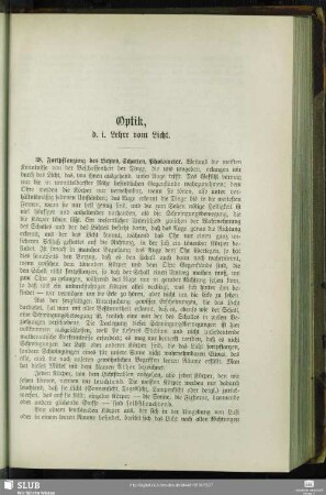 Optik, d. i. Lehre vom Licht.