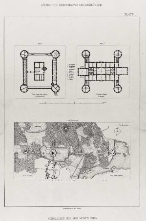Königliches Schloß Moritzburg (Grundrisse, Situationsplan), Blatt 1