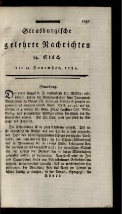 94. Stück, den 24. November, 1784.