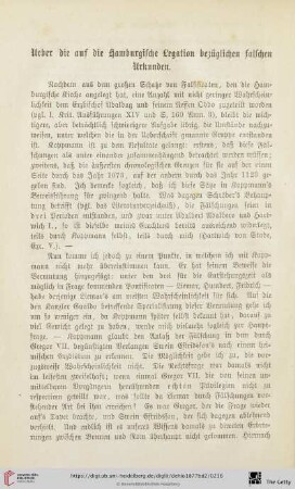 Ueber die auf die Hamburgische Legation bezüglichen falschen Urkunden