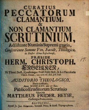 Curatius peccatorum clamantium et non clamantium scrutinium