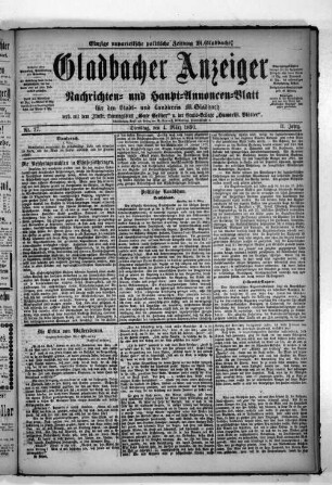 Gladbacher Anzeiger. 1889-1890