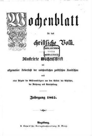Wochenblatt für das christliche Volk. 1865