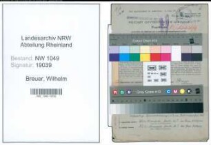 Entnazifizierung Wilhelm Breuer , geb. 11.06.1898 (Musiker)
