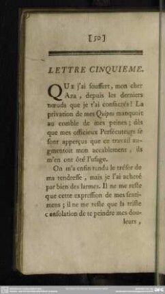 Lettre Cinquieme