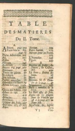 Table des matieres du II. tome.