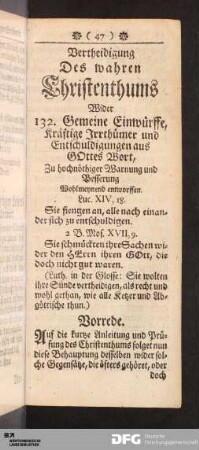Vertheidigung Des wahren Christenthums [...].