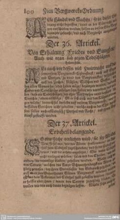 Der 37. Artickel. Erbtheil belangende.