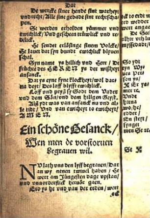 Ein schöne Gesanck / Wen men de vorstoruen begrauen wil.