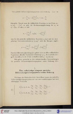 1. Über vollständige Integrale partieller Differentialgleichungssysteme erster Ordnung