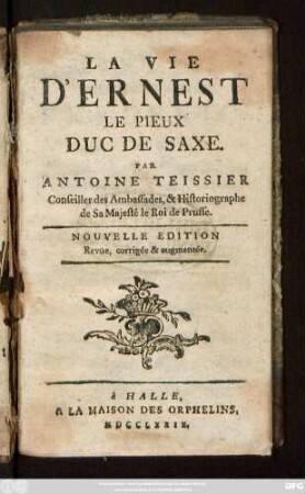 La Vie D'Ernest Le Pieux Duc De Saxe