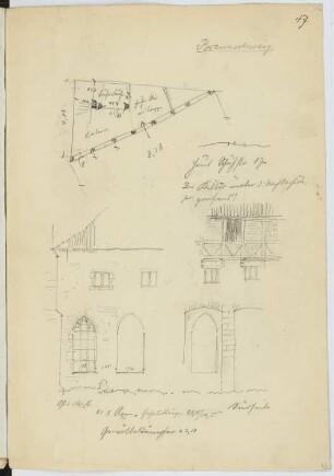 Altstädter Rathaus, Braunschweig: Grundriss, Details (aus: Skizzen- und Fotoalbum 17)