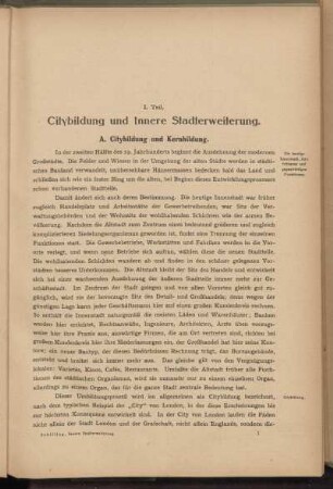 I. Teil. Citybildung und Innere Stadterweiterung.