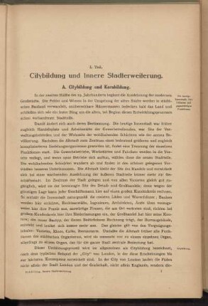 I. Teil. Citybildung und Innere Stadterweiterung.