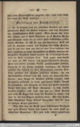 Bereitung der Knochenseife